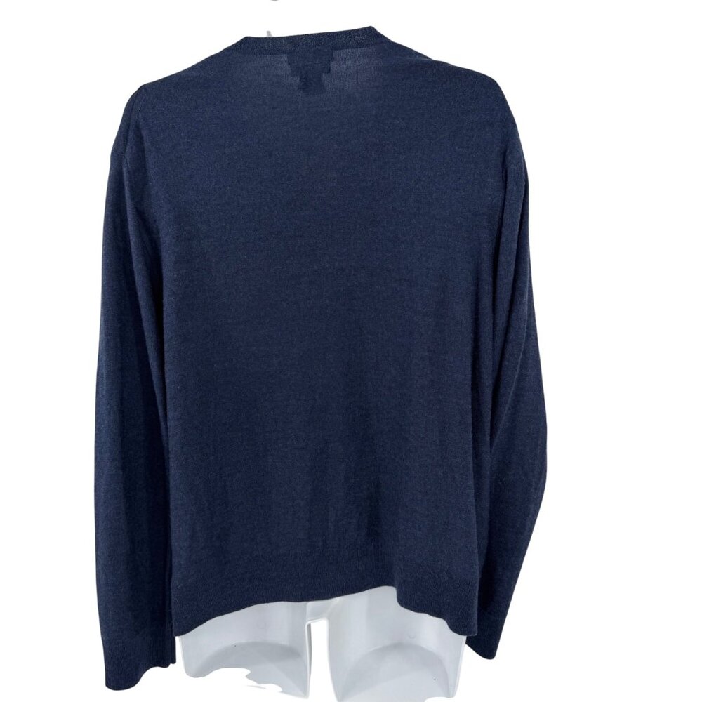 J. FERRAR WASHABLE MERINO WOOL BLUE GRAY BLACK ARGYLE V-NECK SWEATER - XL - Picture 3 of 5
